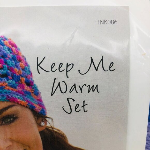 Annie’s Hook & Needle Keep Me Warm Knit Crochet Hat & Fingerless Gloves Kit New - Picture 3 of 7